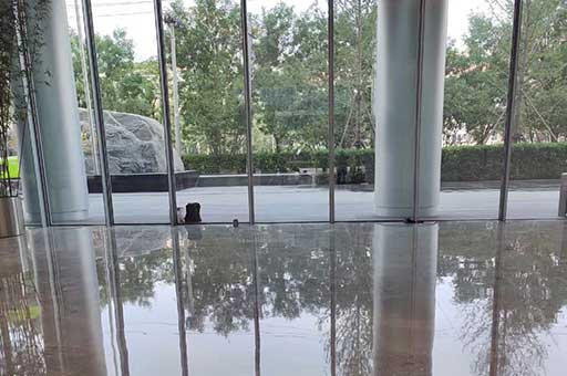 别墅外墙为花岗岩火烧板,锈斑严重